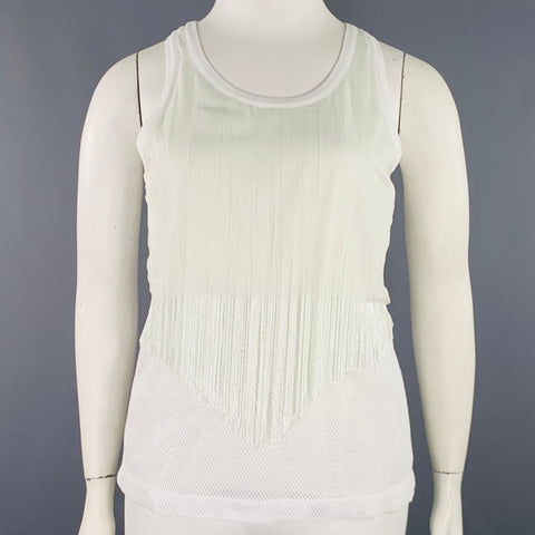 MAISON MARGIELA Size L White Cotton Fringe Tank Casual Top