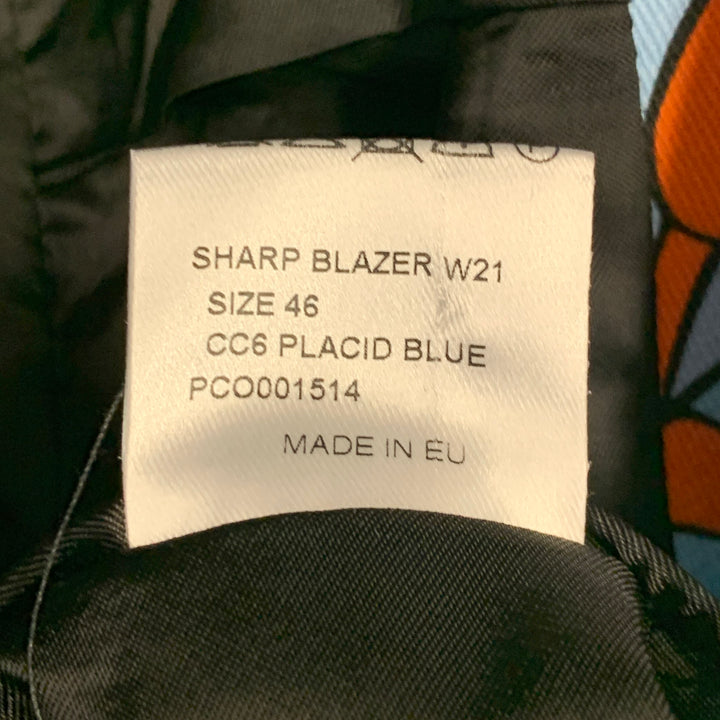 WALTER VAN BEIRENDONCK FW21 Size 36 Sharp Blue Multi Color Print Cotton Sport Coat