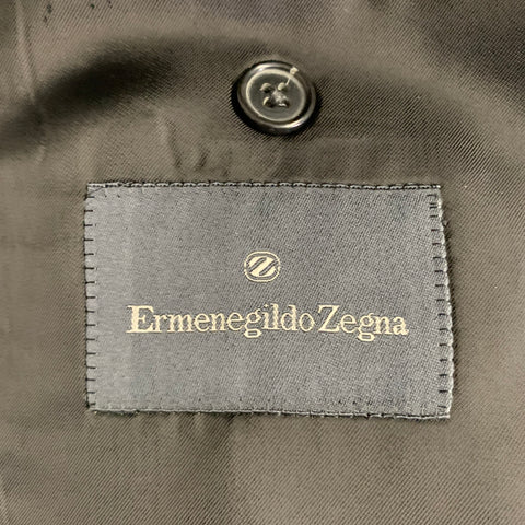 ERMENEGILDO ZEGNA Size 46 Black Wool Peak Lapel Tuxedo