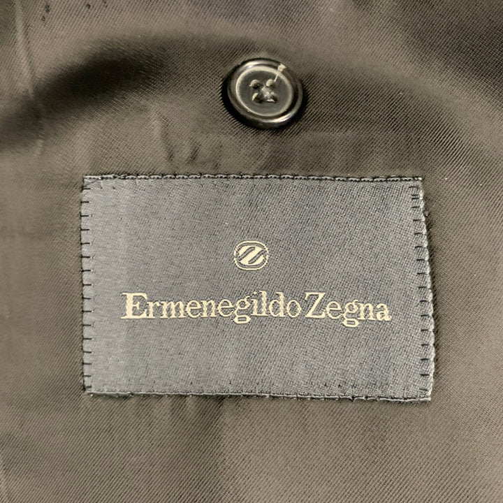 ERMENEGILDO ZEGNA Size 46 Black Wool Peak Lapel Tuxedo