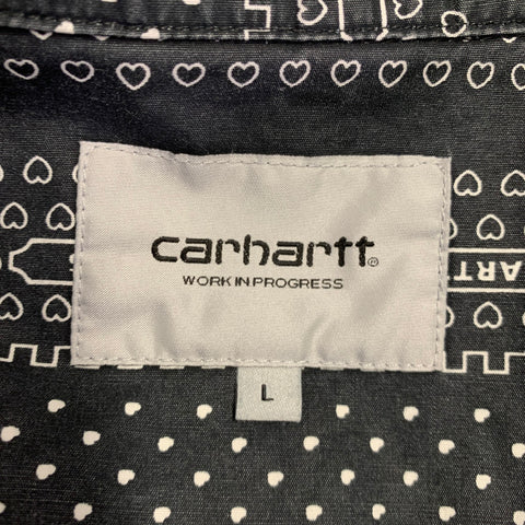 CARHARTT Size L Black White Bandana Cotton Camp Short Sleeve Shirt