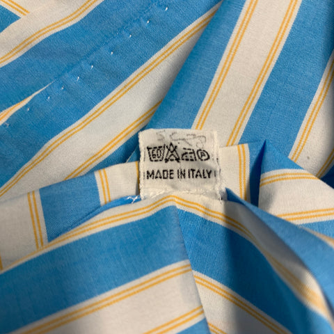 KITON Size L Blue White Stripe Cotton Button Up Long Sleeve Shirt