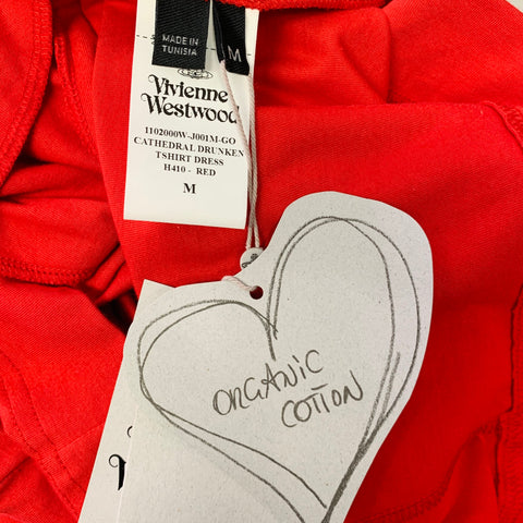 VIVIENNE WESTWOOD Size M Red Cotton Graphic Side Buttons Cathedral T-Shirt Dress