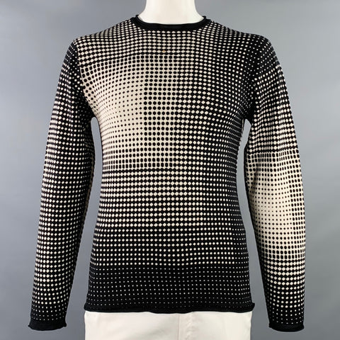 ARMANI COLLEZIONI Size L Black White Geometric Dots Silk Blend Crew Neck Pullover