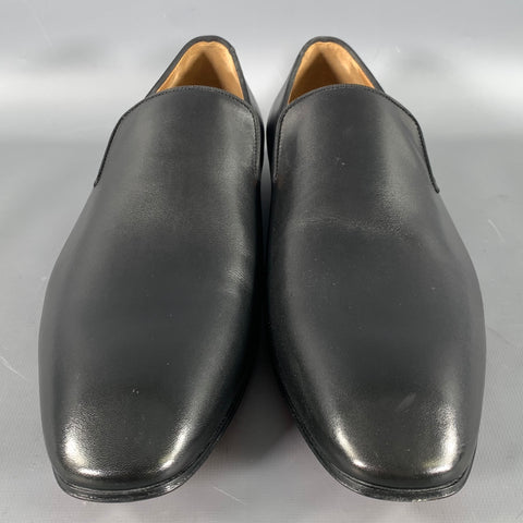CHRISTIAN LOUBOUTIN Size 12 Black Red Solid Leather Flat Loafers