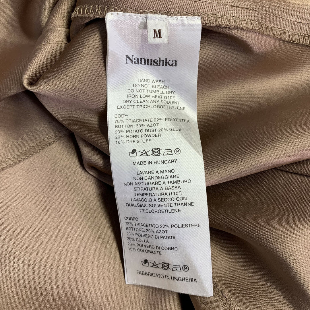NANUSHKA Size M Copper Triacetate Blend Satin Point Collar Patch Pockets Shirt