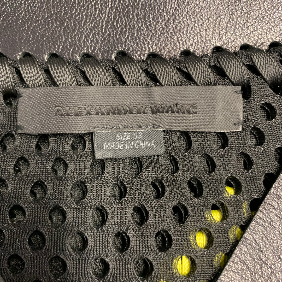 ALEXANDER WANG Black Yellow Polyester Woven Lamb Skin Cocktail Dress