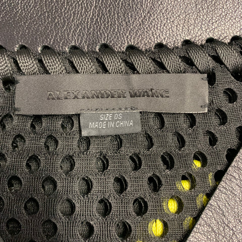 ALEXANDER WANG Black Yellow Polyester Woven Lamb Skin Cocktail Dress