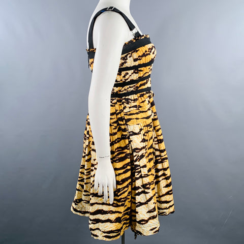 D&G by DOLCE & GABBANA Size 12 Yellow Black Cotton Blend Tiger Two Pockets Dress