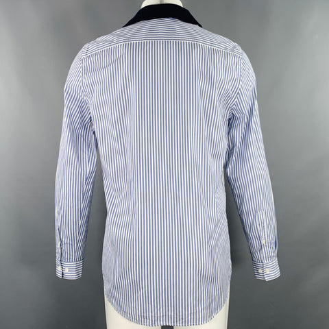 MARNI Size S Blue White Stripe Cotton Long Sleeve Shirt