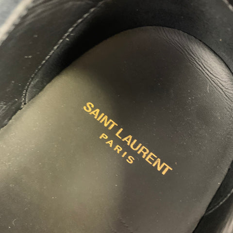 SAINT LAURENT Size 12 Pink Black & Grey Radio Print Slip On Sneakers