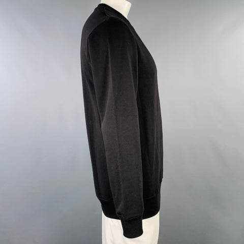 LACOSTE Size L Black Green Cotton Large Patch Sweatshirt