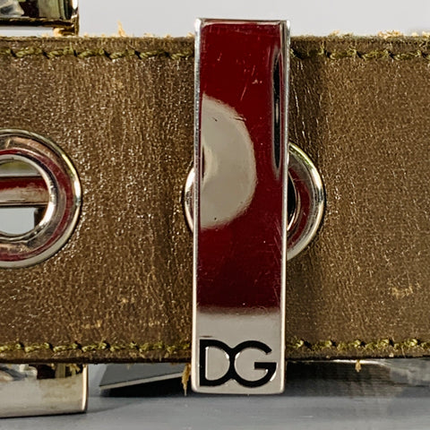 DOLCE & GABBANA Size 34 Brown Green Mixed Fabrics Leather Rope Belt