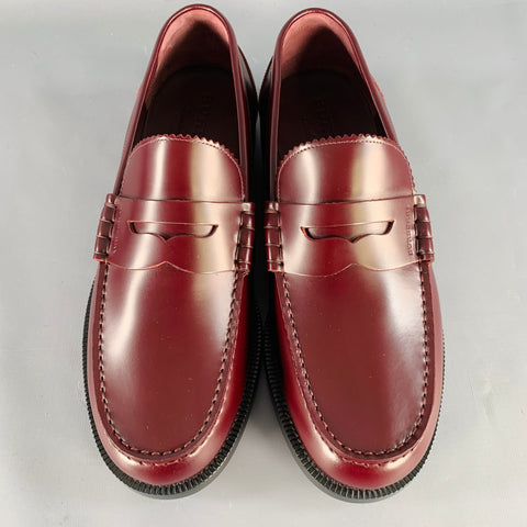 BURBERRY Size 9 Burgundy Leather Slip On Penny Loafers
