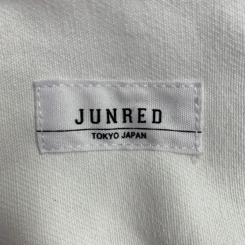 JUNRED Size M White Cotton Raw Edge Oversized Shirt Jacket