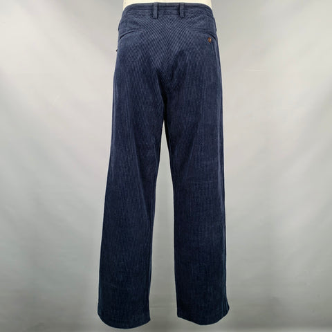 MR. PORTER Size 38 Navy Blue Corduroy Cotton Zip Casual Pants