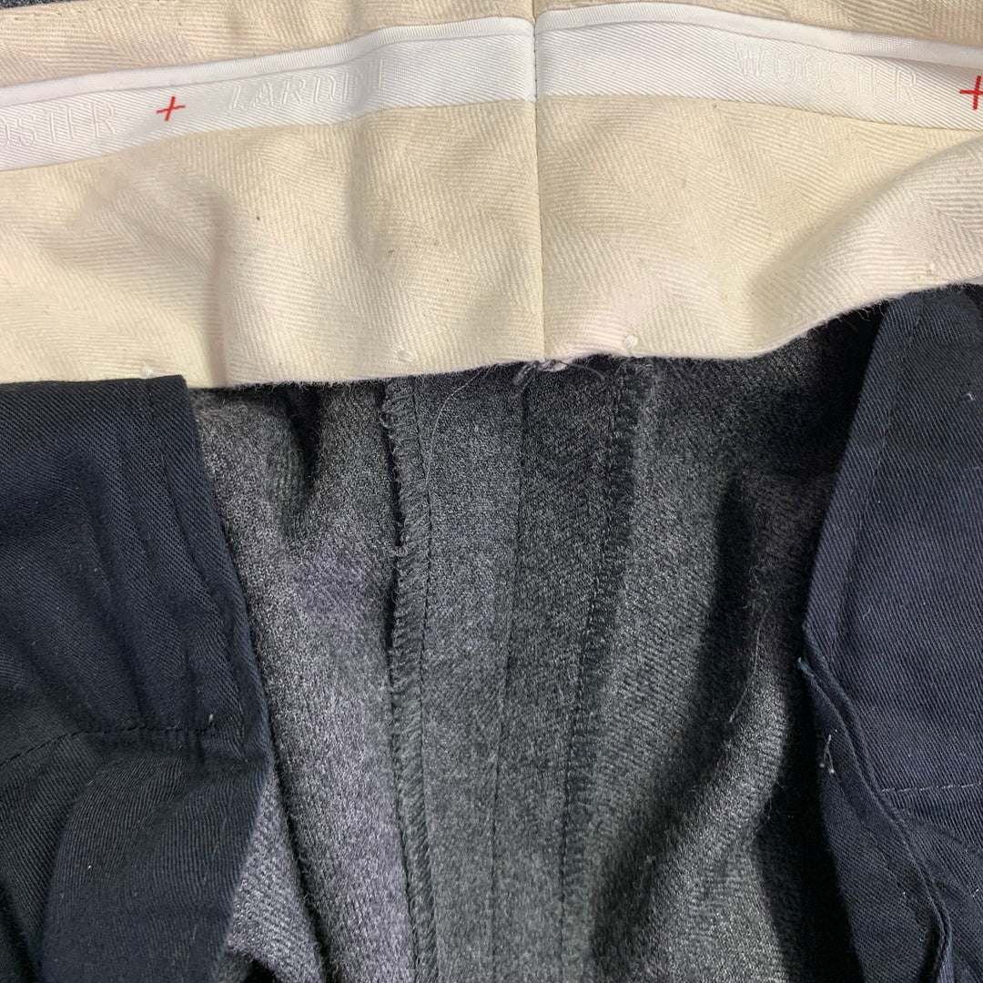 WOOSTER + LARDINI Size 34 Charcoal Grey Wool Pleated Tapered Dress Pants