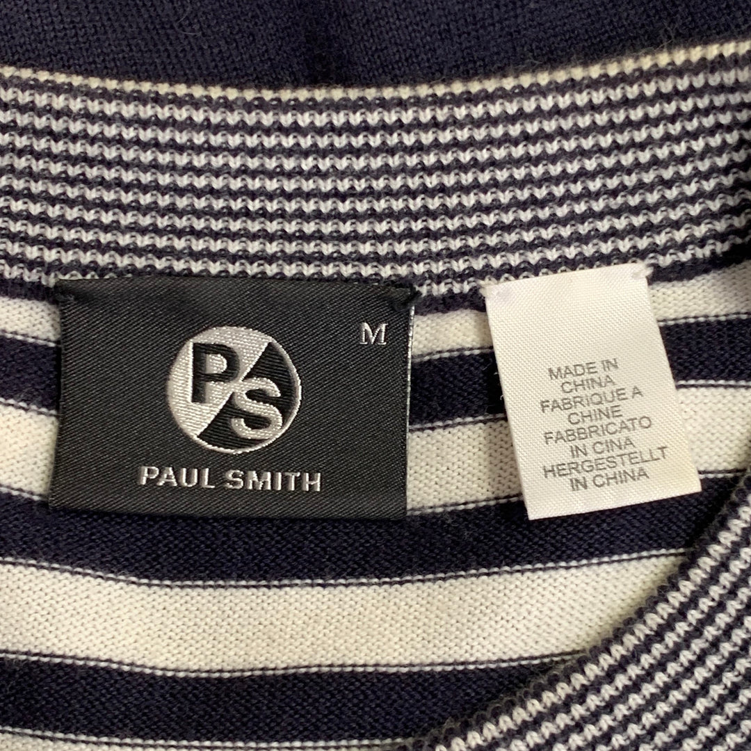 PS by PAUL SMITH Size M Navy White Stripe Cotton Crew Neck T-shirt
