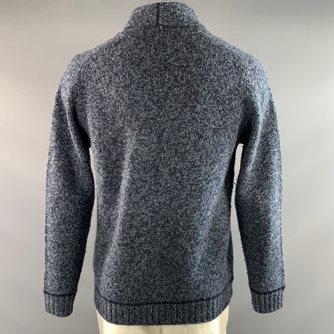 FJALLRAVEN Size L Navy Blue Knit Wool Polyamide Henley Sweater