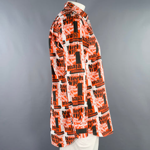 COMME des GARCONS SHIRT Size XL Red Black White Print Cotton Long Sleeve Shirt