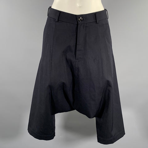 COMME des GARCONS Size S Black Wool RI-P006 Drop crotch Shorts