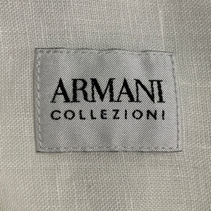 ARMANI COLLEZIONI Size M White Linen Two Pockets Short Sleeve Shirt