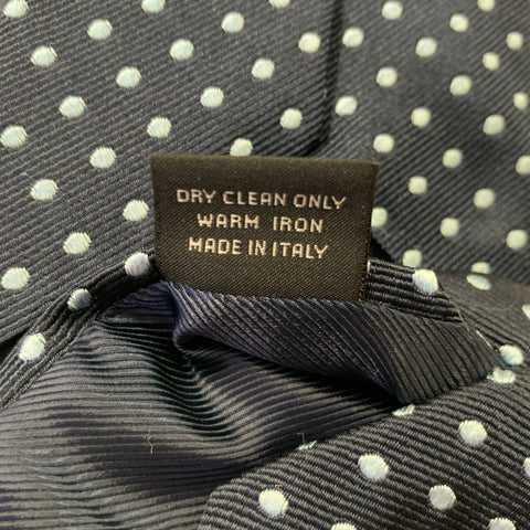 ERMENEGILDO ZEGNA Navy Light Blue Dots Silk Tie