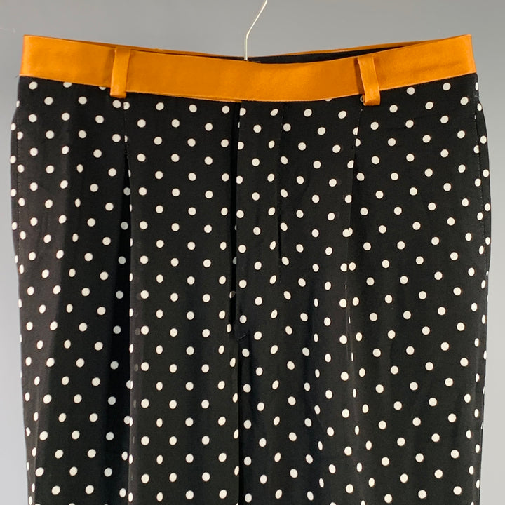 HAIDER ACKERMANN Size 30 Black White Polka Dot Viscose Silk Casual Pants
