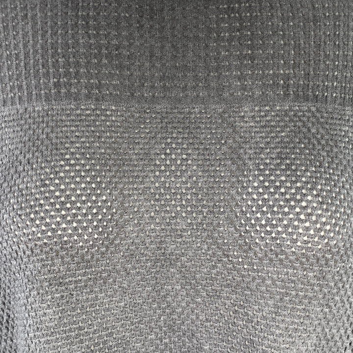 MARGARET OLEARY Size M Grey Cotton Waffle Knit Long Sleeve Casual Top