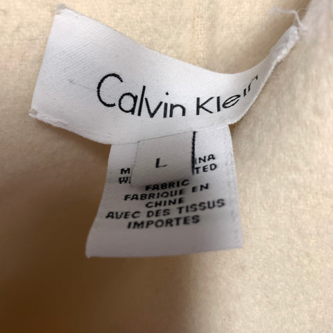 CALVIN KLEIN Size L Cream Wool & Nylon Hooded Coat