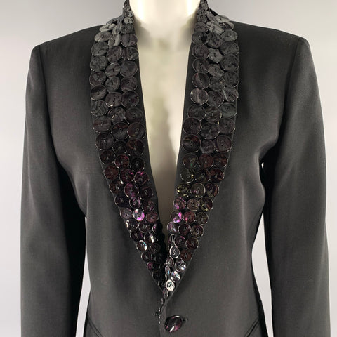 JEAN PAUL GAULTIER Size M Black Virgin Wool Button Shawl Lapel Blazer