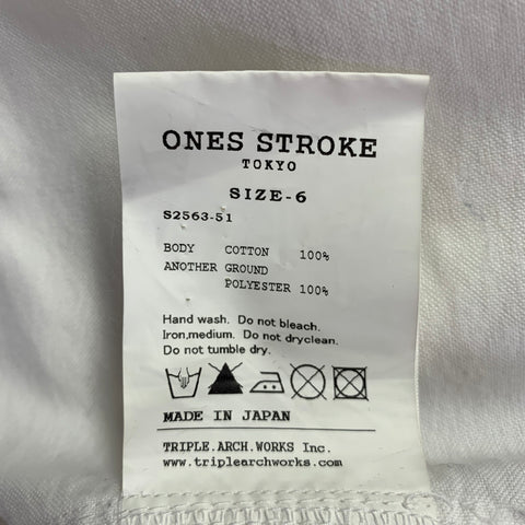 ONES STROKE Size XL White Cotton Sports Jersey Snaps Long Sleeve Shirt