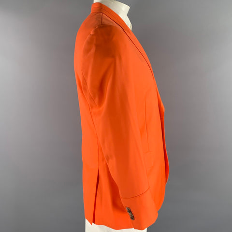 PAUL SMITH Chest Size 44 Orange Neon Wool Peak Lapel Sport Coat
