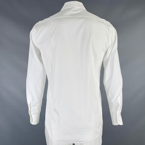 BARNEY'S NEW YORK Size L White Cotton Spread Collar Long Sleeve Shirt