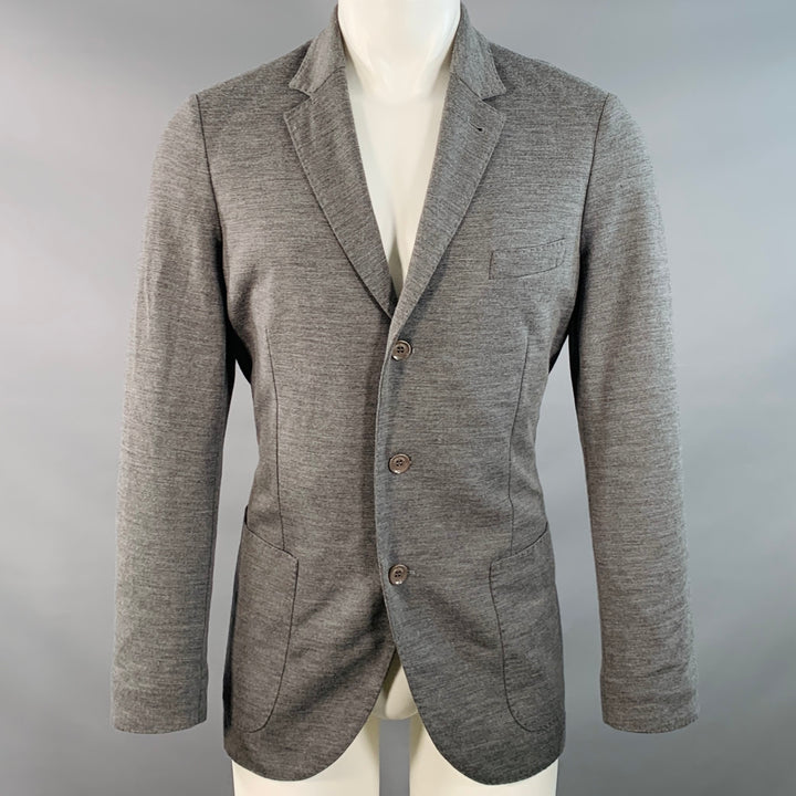 LORO PIANA Size 40 Grey Virgin Wool Single Breasted Notch Lapel Jacket