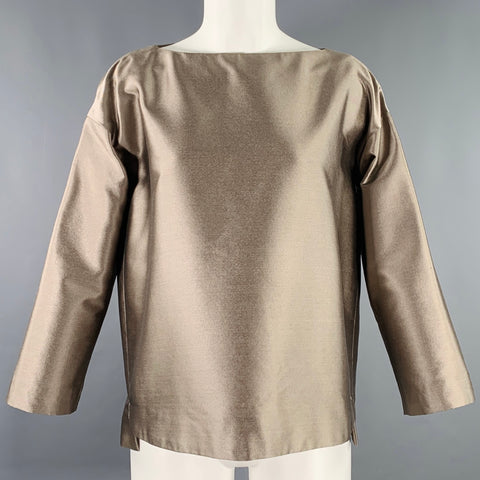 SONIA BOGNER Size 4 Beige Champagne Wool Blend Back Zip Dress Top