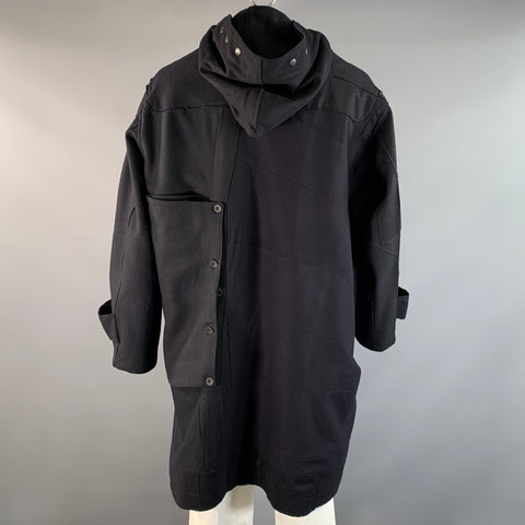 REBUILD by NEEDLES Size L Navy Textured Wool Nylon Cowl hood Coat