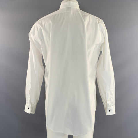 BROOKS BROTHERS Size M White Pleated Cotton French Cuff Long Sleeve Shirt