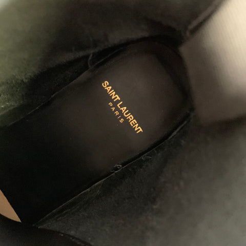 SAINT LAURENT Size 7 Black Leather Lace Up Boots