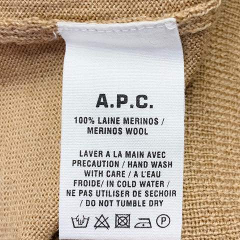A.P.C. Size M Tan Knit Merino Wool Turtleneck Pullover