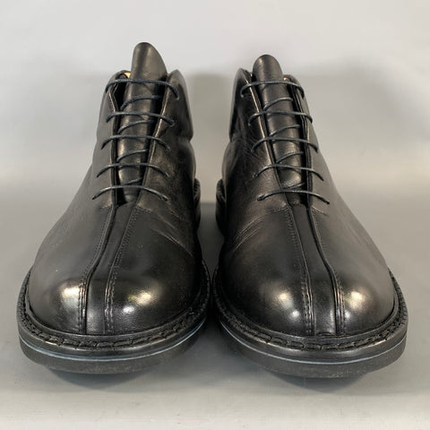 GIRAUDON Size 10 Black Leather Round Toe Lace Up Shoes