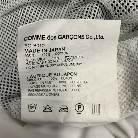 GANRYU Size S Grey White Cotton Patch Pockets Short Sleeve Shirt