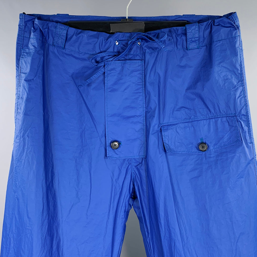 WALTER VAN BEIRENDONCK Size 32 Blue Polyurethane Blend Oversized Cargo Casual Pants