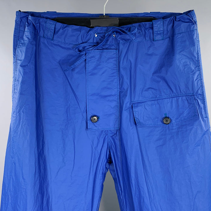 WALTER VAN BEIRENDONCK Size 32 Blue Polyurethane Blend Oversized Cargo Casual Pants
