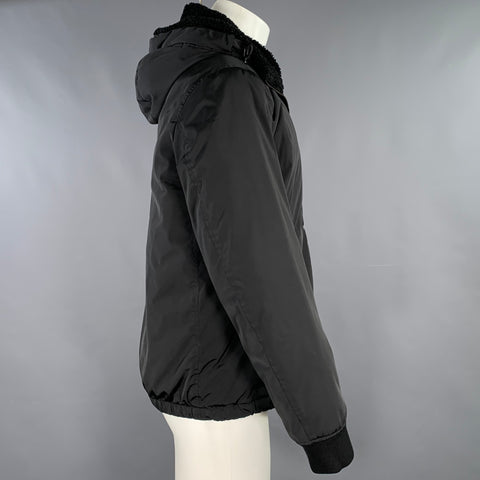 THEORY Size M Vernon Black Polyester Reversible Zip Up Jacket
