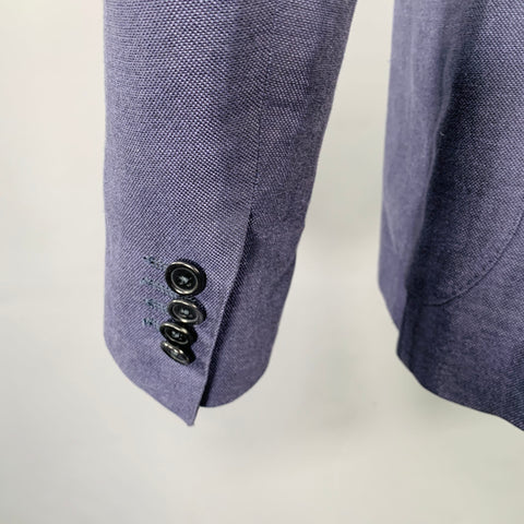 E. FORMICOLA Veste Homme Bleu Lin Coton Taille 38 Coupe Droite