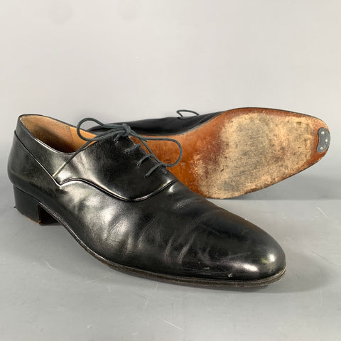 BALLY Size 10 Black Leather Lace Up Loafers