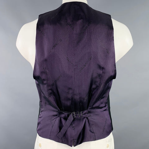 CARLO PIGNATELLI Size 42 Black Purple Stripe Acetate Wool Vest