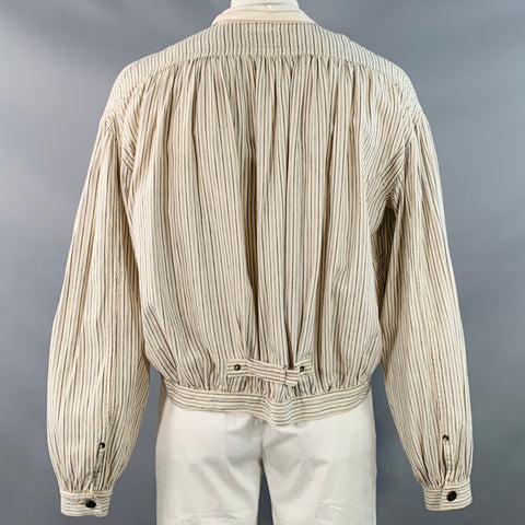 KAPITAL One Size Cream Navy Stripe One Pocket Cotton Blouson Jacket