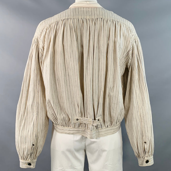 KAPITAL One Size Cream Navy Stripe One Pocket Cotton Blouson Jacket